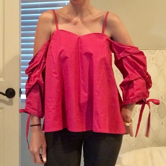 Fuchsia Cold Shoulder Trapeze-style INA Top sz Med - Picture 2 of 7